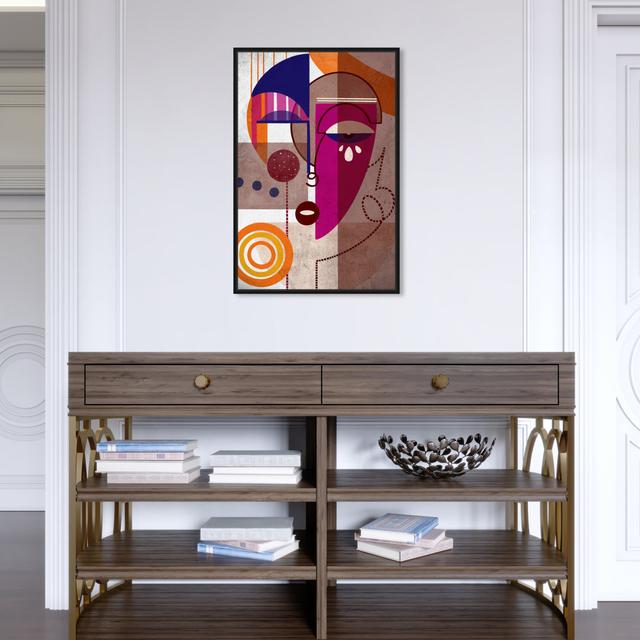 Abstract Colorful Geometric Cubist Woman Portrait, Modern Purple And White Canvas Wall Art Print For Living Room Oliver Gal Format: Black Framed, Size on Productcaster.