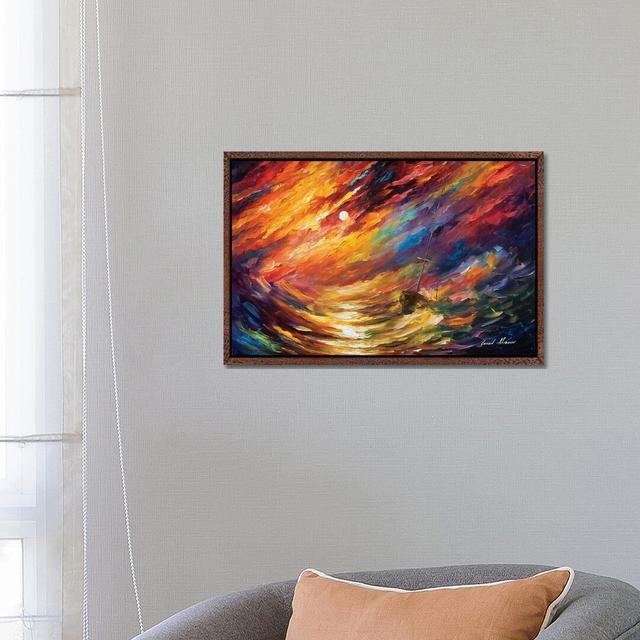 Storm That Never Ends by Leonid Afremov - Painting Print on Canvas 17 Stories Format: Classic Brown Wood Framed Canvas, Size: 45.72cm H x 66.04cm W x on Productcaster.