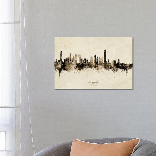 Suzhou China Skyline Vintage by Michael Tompsett - Wrapped Canvas Print Latitude Run Size: 45.72cm H x 66.04cm W x 3.81cm D on Productcaster.