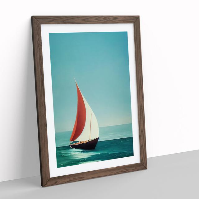 Wonderful Sailing Boat - Picture Frame Graphic Art Breakwater Bay Frame Colour: Walnut Framed, Size: 34cm H x 25cm W x 2cm D on Productcaster.