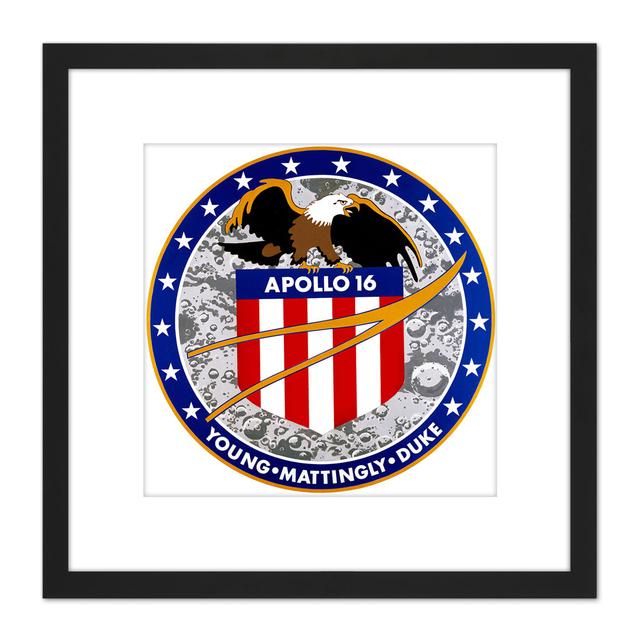 Space NASA Apollo 16 Mission Emblem Badge Patch 9X9 Inch Square Wooden Framed Wall Art Print Picture With Mount Maturi on Productcaster.