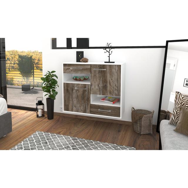 Alipio sideboard, flying/metal handles, size: 92 x 79 x 35cm Latitude Run Colour: Driftwood/White on Productcaster.