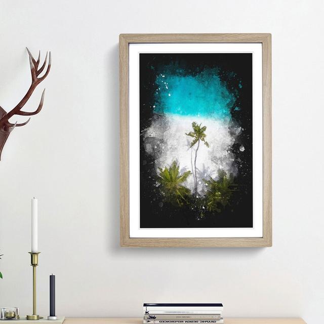 'Palm Tree Beach in the Maldives' - Picture Frame Graphic Art Print East Urban Home Frame Option: Oak Framed, Size: 87cm H x 62cm W x 2cm D on Productcaster.