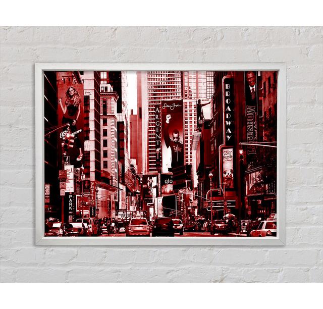 New York City Broadway Red - Single Picture Frame Art Prints on Canvas Bright Star Size: 59.7cm H x 84.1cm W x 3.3cm D on Productcaster.