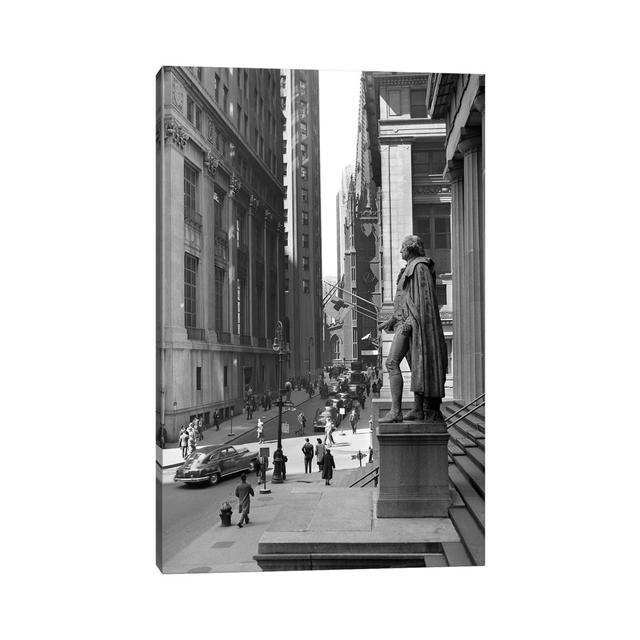 1950s Wall Street from Steps of Federal Hall National Memorial Looking Towards Trinity Church in New York City USA - Wrapped Canvas Photograph Latitud on Productcaster.