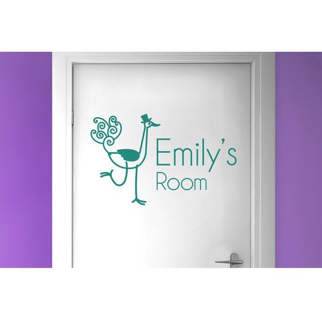 Personalised Ostrich Door Room Wall Sticker Happy Larry Colour: Aqua Green on Productcaster.