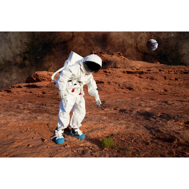 Astronaut On Mars Discovering Life by Inhauscreative - No Frame Print on Canvas Natur Pur Size: 20cm H x 30cm W on Productcaster.