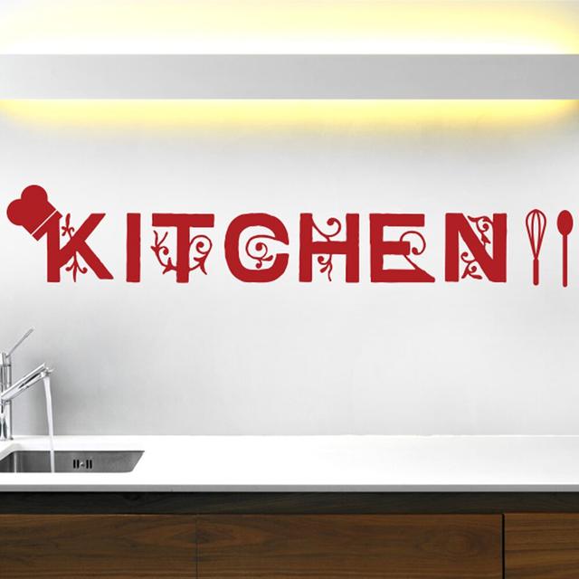 Vine Kitchen Sign Wall Sticker 17 Stories Size: Medium, Colour: Dark Red on Productcaster.