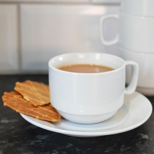 Argon Tableware - Classic Stacking Teacup & Saucer Set - 200ml - White (Set of 24) Argon Tableware on Productcaster.