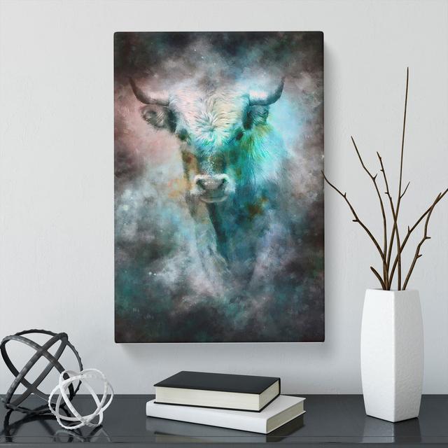 Bull Cow in the Mist - Wrapped Canvas Graphic Art East Urban Home Size: 76cm H x 50cm W x 3cm D on Productcaster.