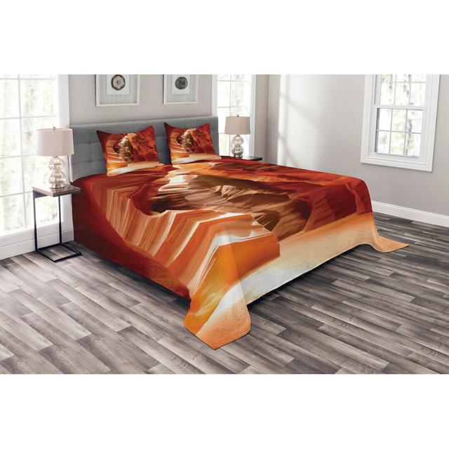 Red/Orange/Brown 100% Microfibre Bedspread East Urban Home Size: 220 x 264 cm Bedspread - 2 Shams on Productcaster.