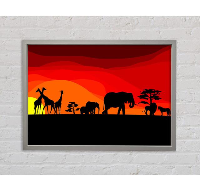 Sunset Safari - Einzelner Bilderrahmen Kunstdrucke auf Leinwand Bright Star Größe: 59,7 cm H x 84,1 cm B x 3,3 cm T on Productcaster.