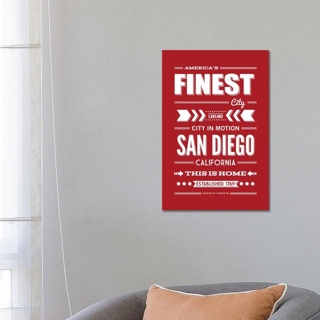 San Diego Typography by Benton Park Prints - Wrapped Canvas Print Happy Larry Size: 66.04cm H x 45.72cm W x 1.91cm D on Productcaster.