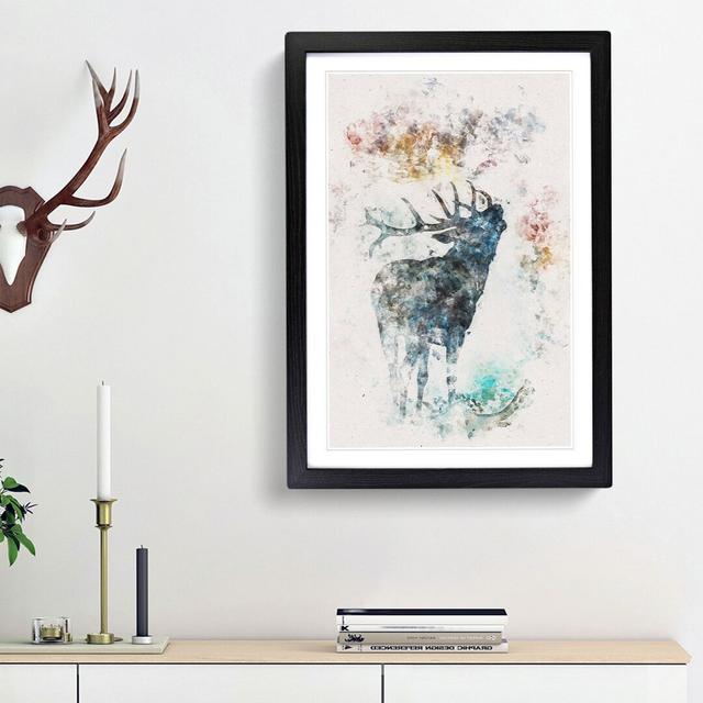 A Deer Stag Silhouette - Picture Frame Painting Print East Urban Home Frame Option: Black Framed, Size: 63cm H x 45cm W x 2cm D on Productcaster.