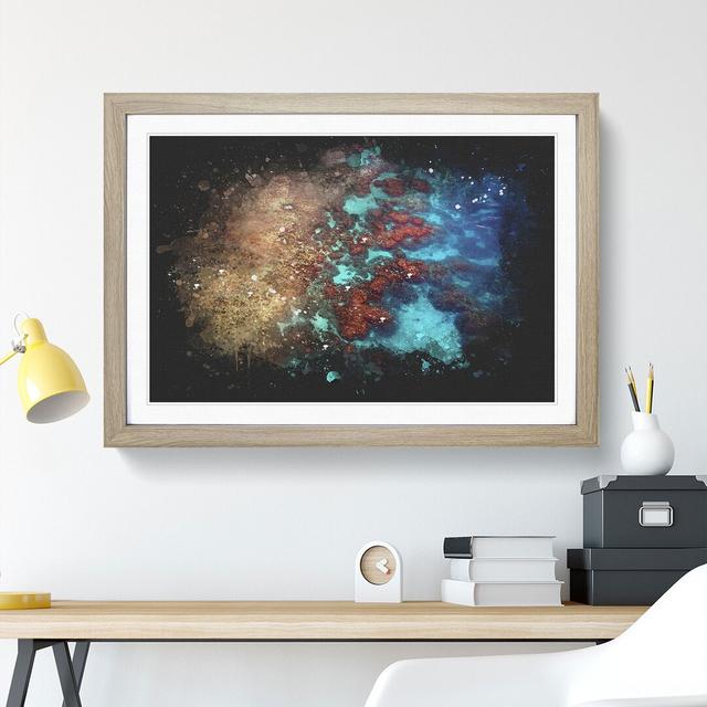 The Great Barrier Reef Coral Paint Splash - Picture Frame Graphic Art East Urban Home Frame Option: Oak Framed, Size: 36cm H x 48cm W x 2cm D on Productcaster.