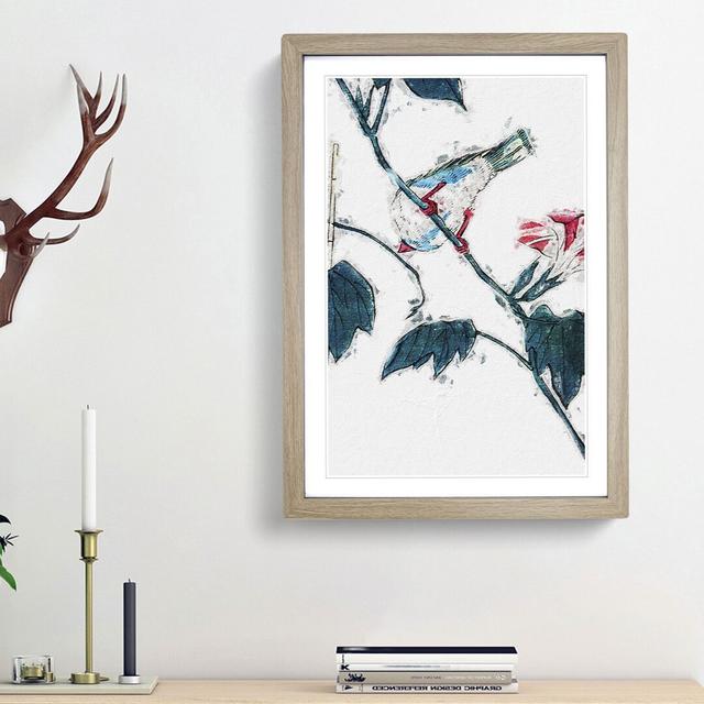 Morning Glories & Bird by Utagawa Hiroshige - Picture Frame Painting Print East Urban Home Frame Option: Oak Framed, Size: 48cm H x 36cm W x 2cm D on Productcaster.