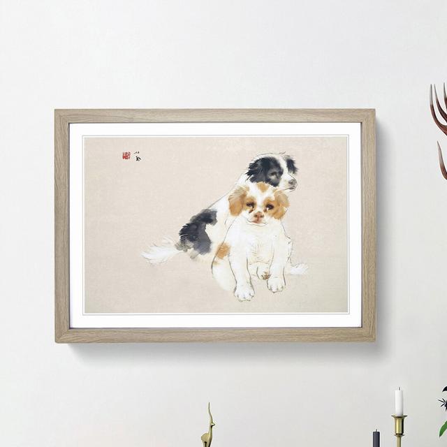 Two Puppies by Takeuchi Seiho - Picture Frame Painting Print East Urban Home Size: 27cm H x 36cm W x 2cm D, Frame Option: Oak Framed on Productcaster.