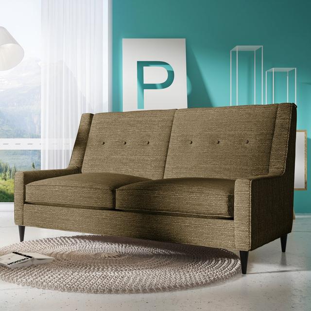 Augusta Plaza Loveseat George Oliver Upholstery Colour: Light Brown on Productcaster.