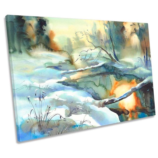 Winter Snow Frosty Landscape Framed - Wrapped Canvas Print Union Rustic Size: 61cm H x 91.4cm W x 4cm D on Productcaster.