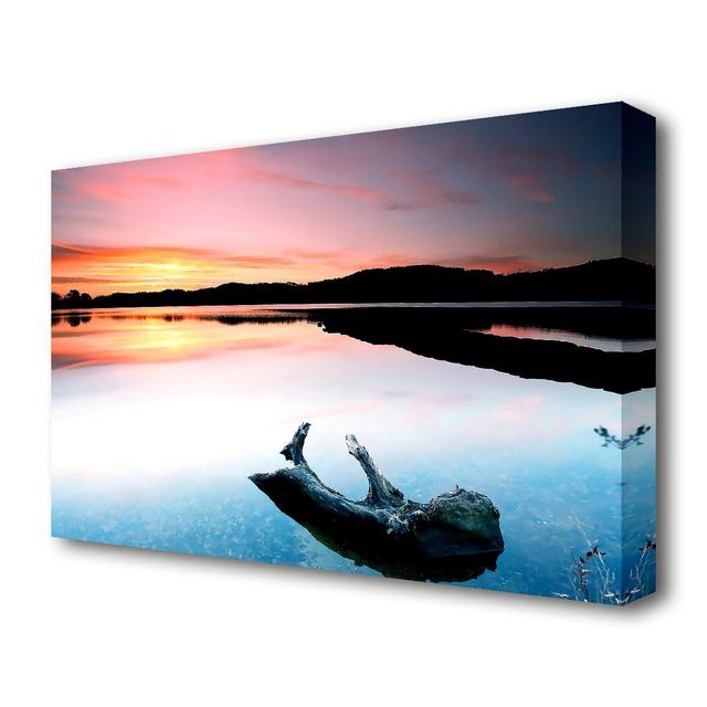 Driftwood In The Tranquil Ocean Sunset - Wrapped Canvas Photograph Print East Urban Home Size: 66 cm H x 101.6 cm W on Productcaster.