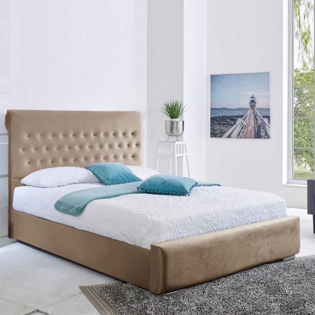 Ayvrie Upholstered Bed Frame Rosalind Wheeler Colour: Mallard, Size: Small Double on Productcaster.