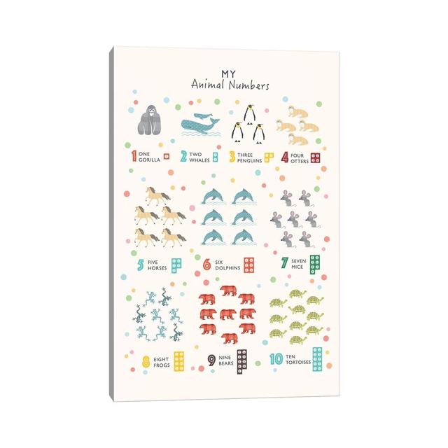 Animal Numbers - Wrapped Canvas Graphic Art Zoomie Kids Size: 30.48cm H x 20.32cm W x 1.91cm D on Productcaster.