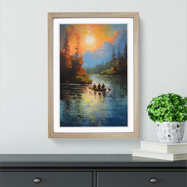 XYZ-FRM-V1223-4021 Lake Action - Single Picture Frame Print on Wood Big Box Art Frame Colour: Oak, Size: 64cm H x 46cm W x 2cm D on Productcaster.