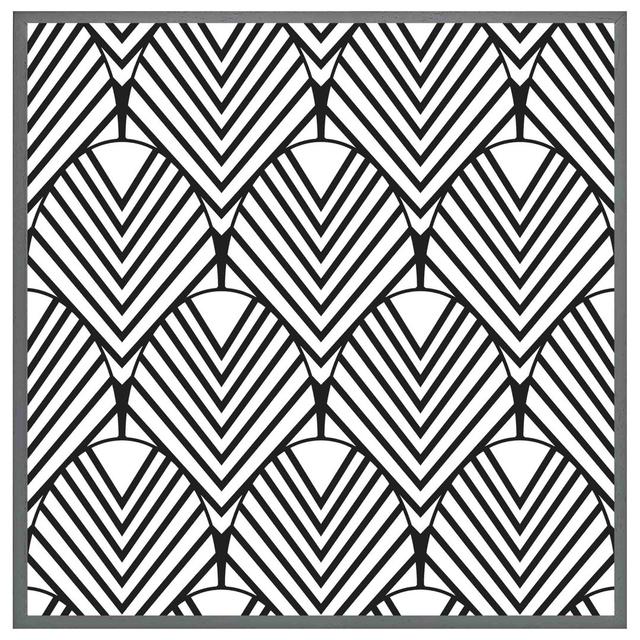 Aubreona Black Geometric Decoration - Single Picture Frame Print George Oliver Format: Grey Framed, Size: 41cm H x 41cm W x 4cm D on Productcaster.