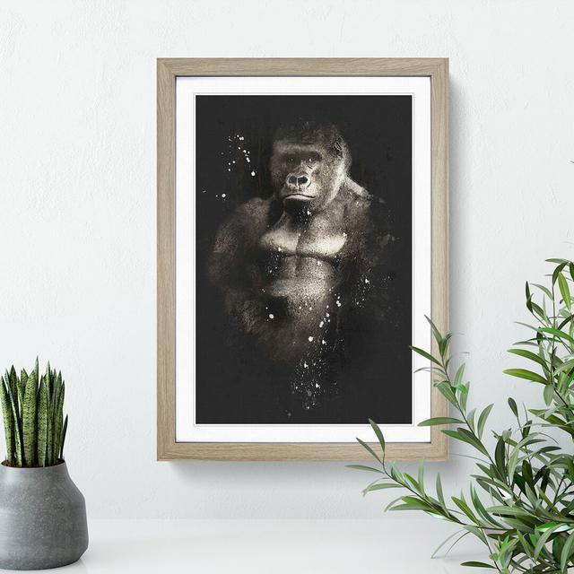 Silverback Gorilla Vol.2 Paint Splash - Picture Frame Graphic Art on MDF East Urban Home Size: 90cm H x 65cm W x 2cm D, Frame Option: Oak on Productcaster.