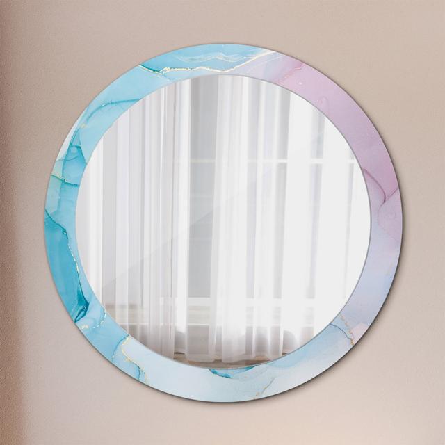 Huldar Round Glass Framed Wall Mounted Accent Mirror in Blue/Grey/Pink East Urban Home on Productcaster.