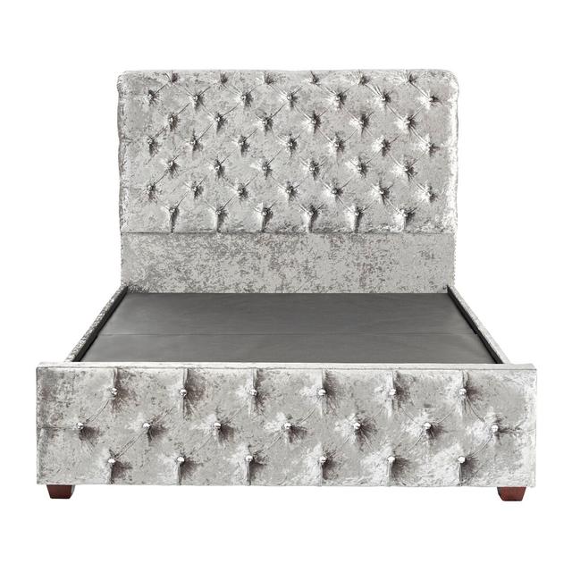 Joel Upholstered Bed Frame Canora Grey Size: Super King (6'), Colour: Bling Pewter on Productcaster.