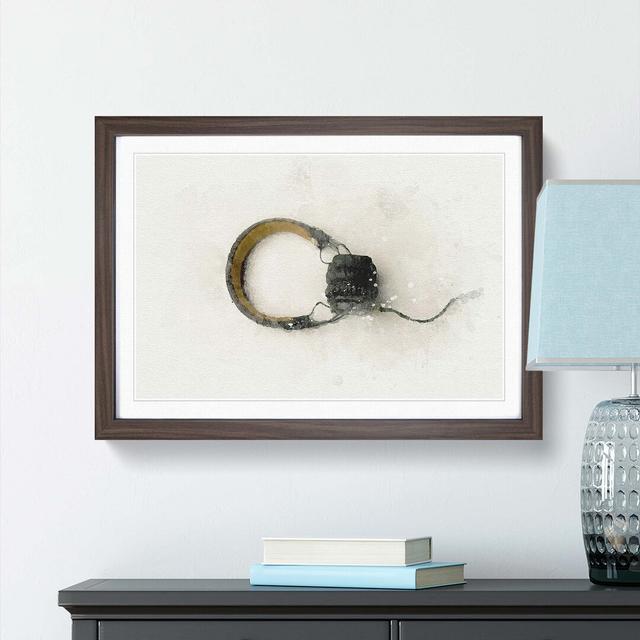 Vintage Headphones in Abstract - Picture Frame Graphic Art Print East Urban Home Size: 60cm H x 91cm W x 2cm D, Frame Option: Walnut on Productcaster.