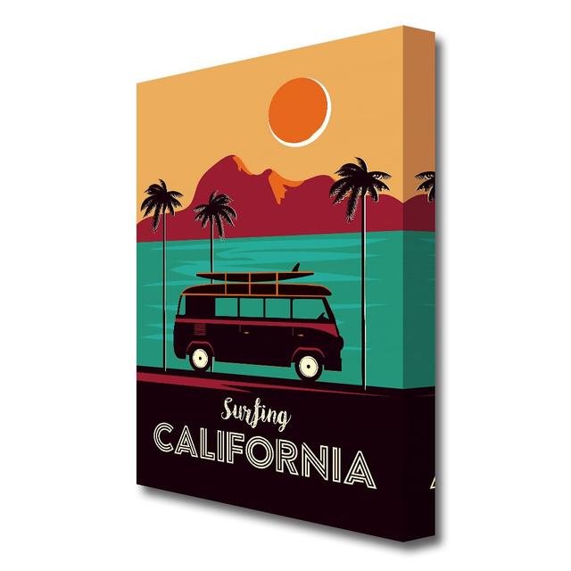 California Surfing - Wrapped Canvas Graphic Art Print East Urban Home Size: 142.2 cm H x 101.6 cm W on Productcaster.