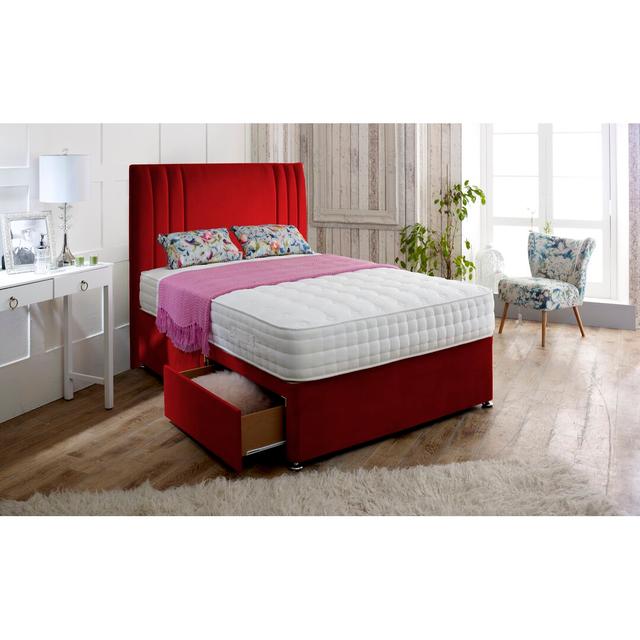 Jacklyn Divan Bed Set Fairmont Park Storage Type: 2 Drawers (Same Side), Colour: Red, Size: Double (4'6) on Productcaster.