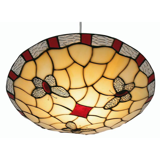 1 - Light Tiffany Glass Bowl Pendant ClassicLiving Shade Colour: Red on Productcaster.