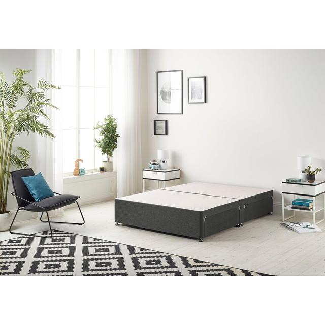 Fayetta Platinum Twed Divan Bed 17 Stories Size: Kingsize (5'), Colour: Charcoal, Storage Type: 4 Drawers on Productcaster.