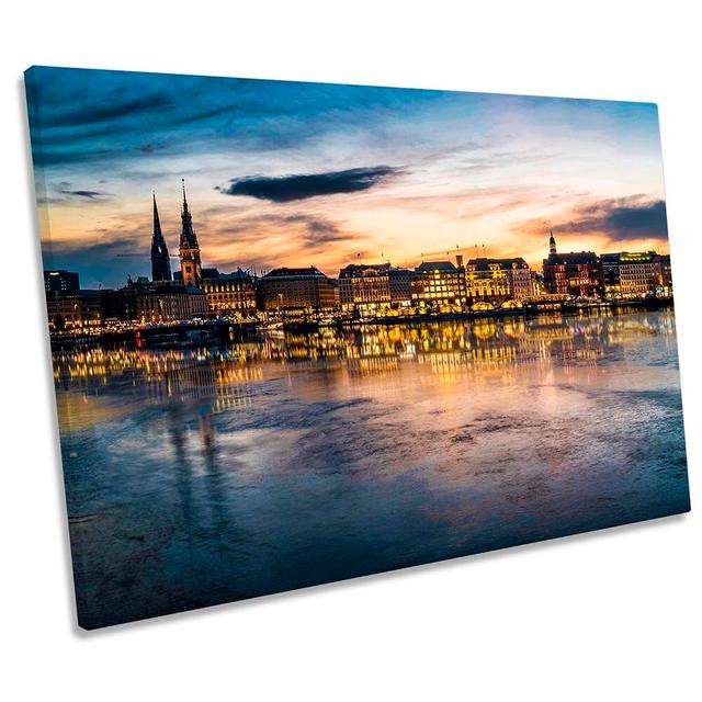 Hamburg Skyline City Framed CANVAS PRINT Wall Art Ebern Designs Size: 50.8cm H x 76.2cm W x 2cm D on Productcaster.