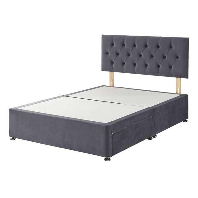 Nadyah Divan Bed Base Fairmont Park Storage Type: No Drawers, Size: Double (4'6), Colour: Grey on Productcaster.