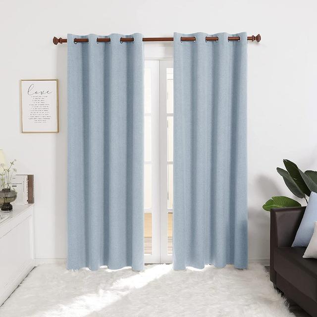 Dearis Blackout Eyelet Curtain Pair (Set of 2) Ebern Designs Panel Size: Width 132 x Drop 229 cm, Colour: Baby Blue on Productcaster.