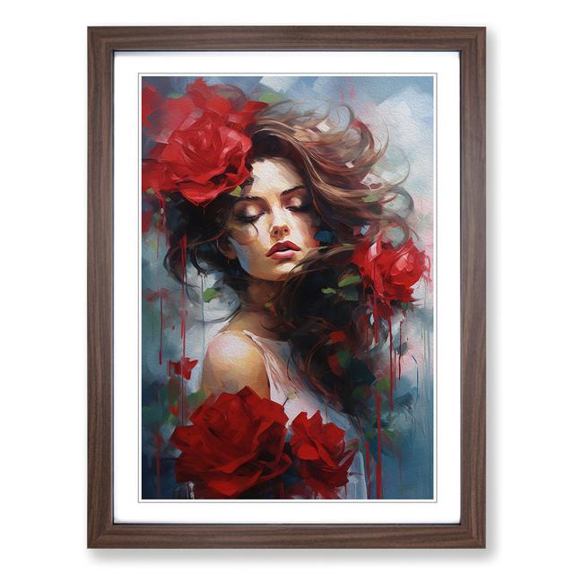 Rose Expressionism - Single Picture Frame Art Prints on Wood Rosdorf Park Format: Walnut Framed, Size: 34cm H x 25cm W x 2cm D on Productcaster.