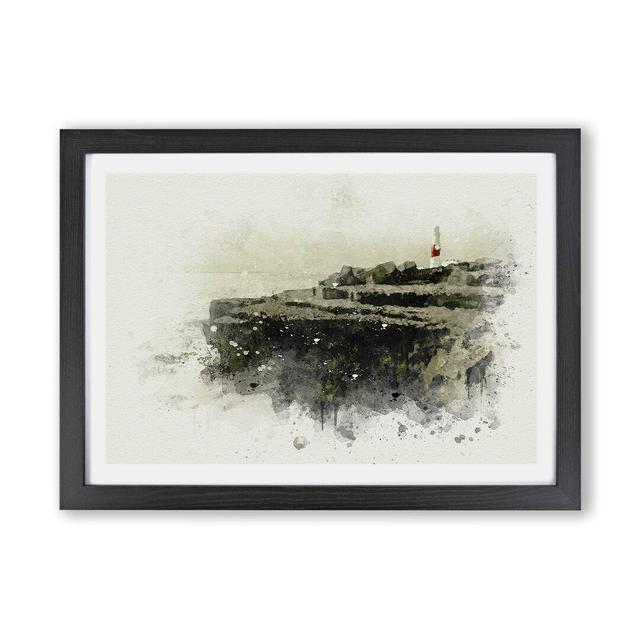 Portland Bill Lighthouse In Dorset - Single Picture Frame Painting East Urban Home Size: 45cm H x 63cm W x 2cm D, Frame Option: Black on Productcaster.