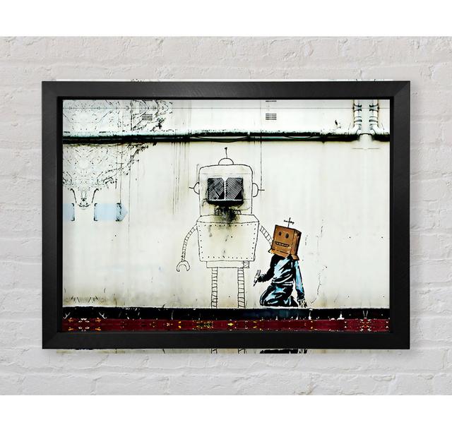 Box Head Robot Framed Print Ebern Designs Size: 42cm H x 59.7cm W x 3.4cm D, Format: Black Framed Paper on Productcaster.