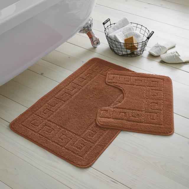 2 Piece Set Rectangle/U-shaped Bath Mat Wayfair Basics Colour: Terracotta on Productcaster.