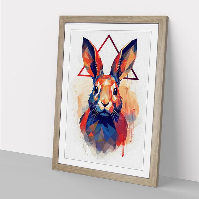 Rabbit Geometric - Print Brambly Cottage Size: 46cm H x 34cm W x 2cm D, Frame Colour: Oak on Productcaster.