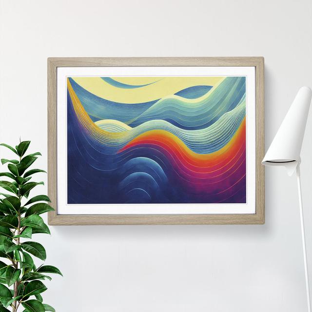 Flowing Ocean Wave Abstract House of Hampton Size: 34cm H x 46cm W x 2cm D, Frame Colour: Oak Framed on Productcaster.