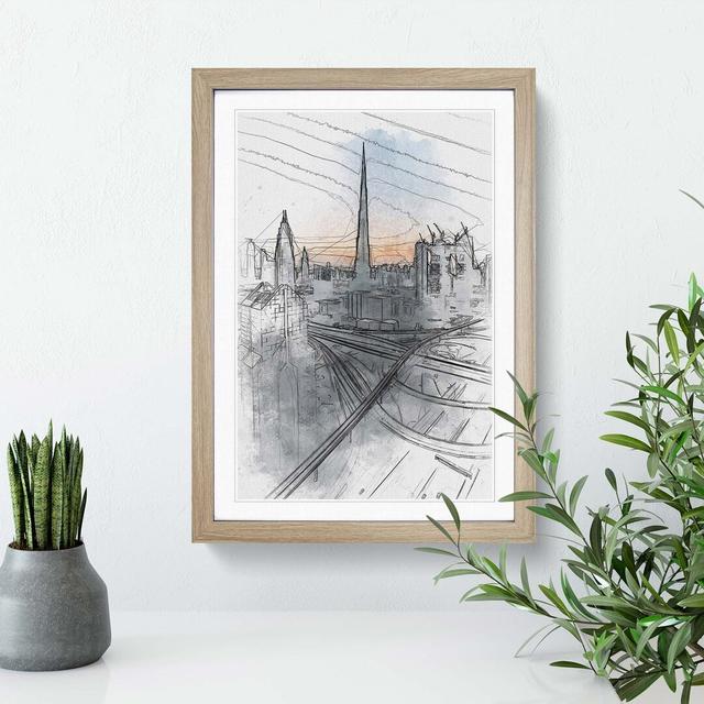 Skyline in Dubai in Abstract - Picture Frame Graphic Art Print East Urban Home Size: 87cm H x 62cm W x 2cm D, Frame Option: Oak Framed on Productcaster.