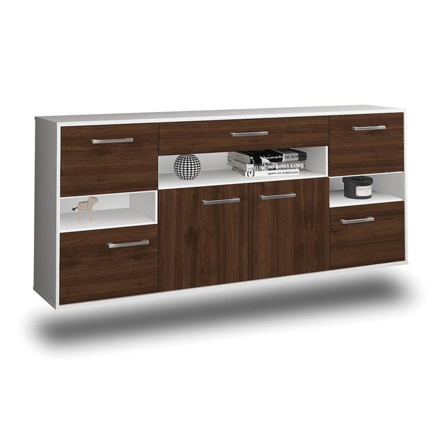 Baldur sideboard, flying/metal handles, size: 180x79x35cm Brayden Studio Colour: Walnut/White on Productcaster.