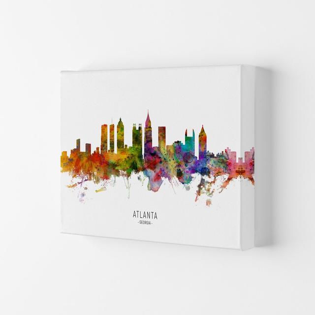 Atlanta Georgia Skyline by Michael Tompsett - Graphic Art Print Ebern Designs Size: 59.4cm H x 84cm W x 4cm D, Format: Wrapped Canvas on Productcaster.