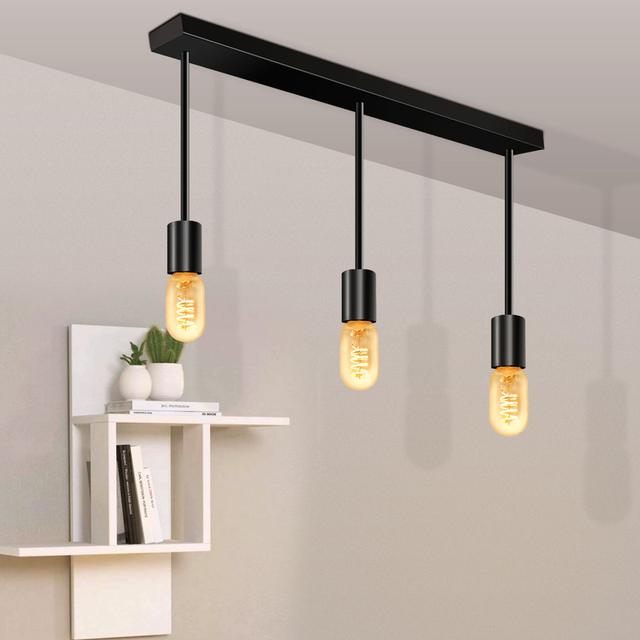 Melousia 1 - Light Black Kitchen Island Pendant Borough Wharf Bulb Included: No on Productcaster.