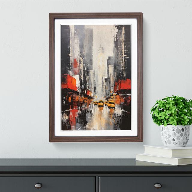 New York Gestural No.2 - Single Picture Frame Print on Wood Big Box Art Size: 34cm H x 25cm W x 2cm D, Frame Colour: Walnut on Productcaster.